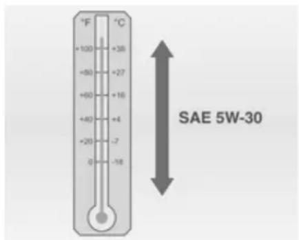 °F +100 +38 +80 +27 +60 +16 +40 +4 +20 -7 0 -16 °C SAE 5W-30