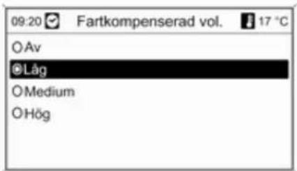 09:20 ✓ Fartkompenserad vol. 17 °C OAv ©Låg OMedium OHög
