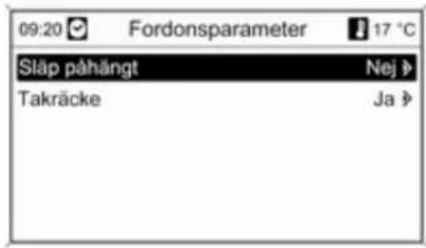 09:20 Fordonsparameter 17 °C Släp påhängt Nej Takräcke Ja