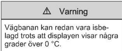 ⚠ Varning Vägbanan kan redan vara isbelagd trots att displayen visar några grader över 0 °C.