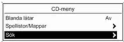 CD-meny Blanda låtar Av Spellistor/Mappar Sök