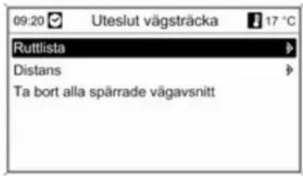 09:20 Uteslut vägsträcka 17 °C Ruttlista Distans Ta bort alla spärrade vägavsnitt