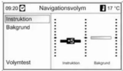 09:20 Navigationsvolym 17 °C Instruktion Bakgrund Volymtest •5 Instruktion Bakgrund