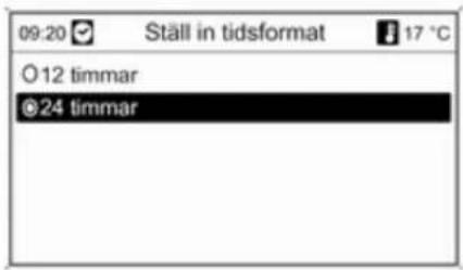 09:20 Ställ in tidsformat 17 °C O 12 timmar © 24 timmar