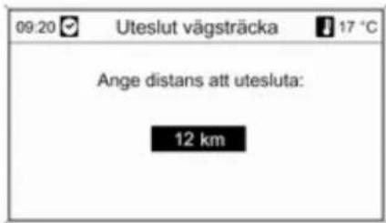 09:20 Uteslut vägsträcka 17 °C Ange distans att utesluta: 12 km