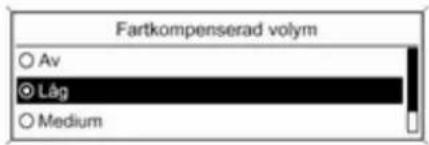 Fartkompenserad volym ○ Av ● Låg ○ Medium