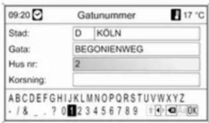 09:20 Gatunummer 17 °C Stad: D KÖLN Gata: BEGONIENWEG Hus nr: 2 Korsning: ABCDEFGHIJKLMNOPQRSTUVWXYZ - / & _ ? 0 1 2 3 4 5 6 7 8 9 OK
