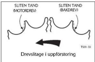 SLITEN TAND (MOTORDREV) SLITEN TAND (BAKDREV) T509-33 Drevslitage i uppförstoring