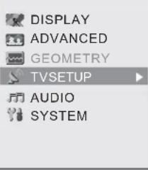 DISPLAY ADVANCED GEOMETRY TVSETUP AUDIO SYSTEM