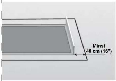 Minst 40 cm (16")