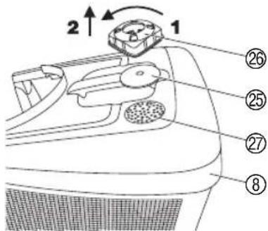 GARDENA easyMove 34E - Rengöra gräsklipparens- undersida: - 1