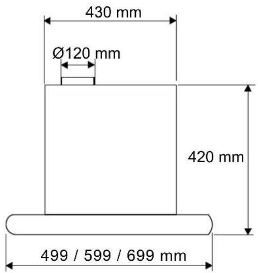 430 mm Ø120 mm 420 mm 499 / 599 / 699 mm