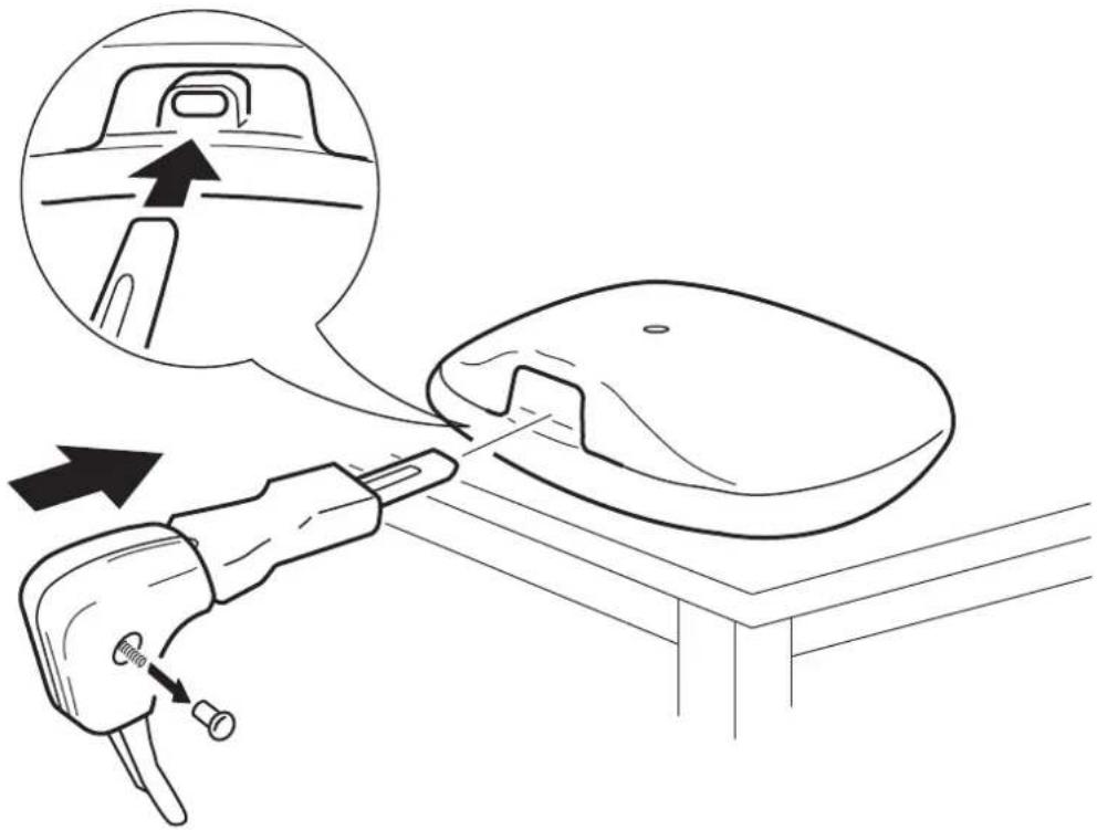 Diagram illustrating a tool interacting with a car interior, showing a magnified view of the dashboard and a close-up of the device's handle.