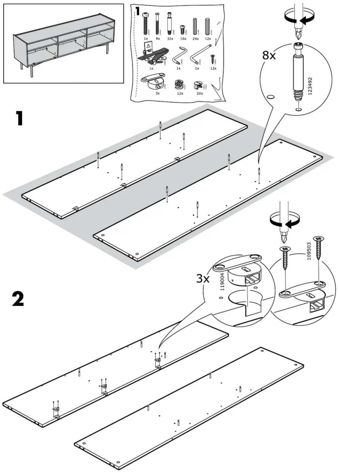 Technical diagram illustrating assembly steps of a battery pack with labeled components and dimensions