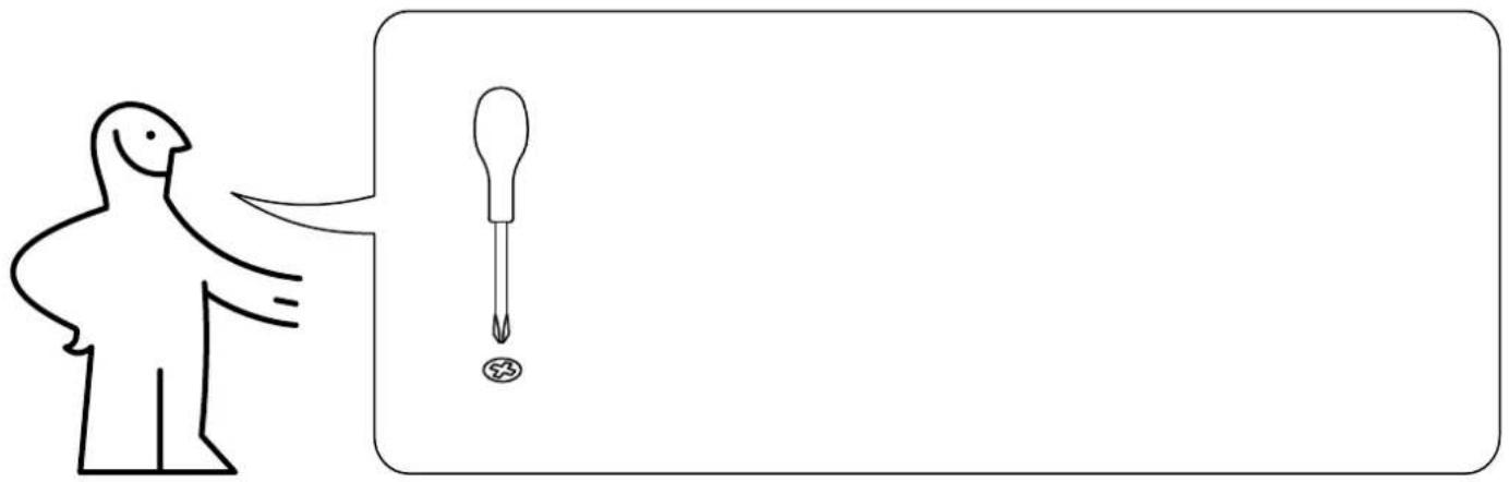 Simple line drawing showing a person pointing at a dropper tip with an exclamation mark, next to a circular symbol.