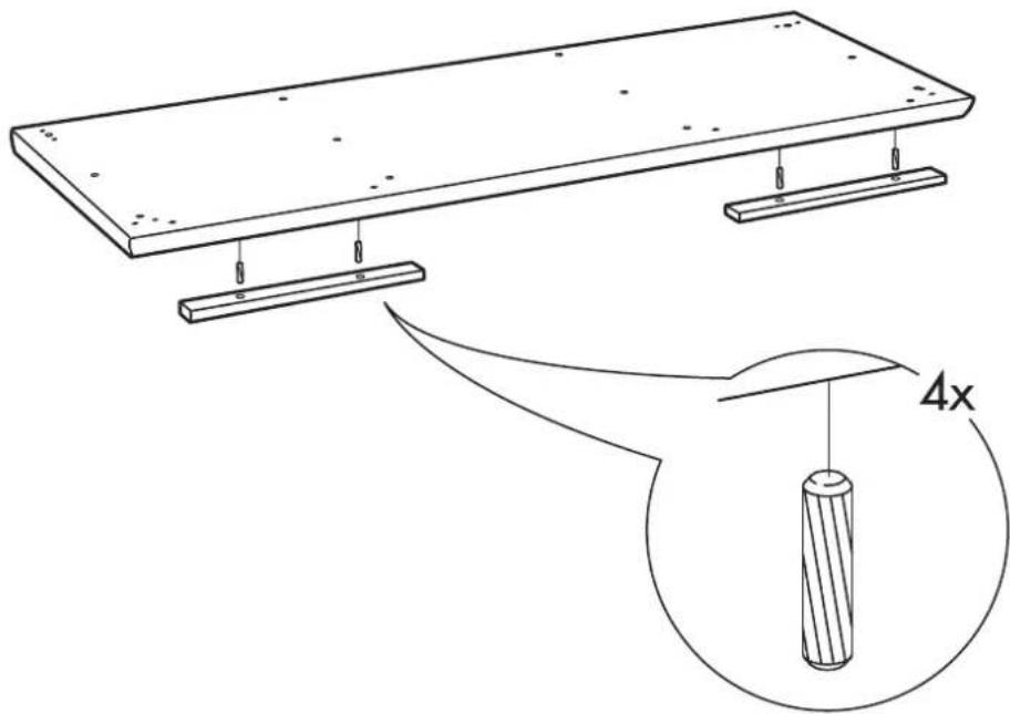 Technical diagram showing a structural assembly with two supports and a magnified view of a cylindrical component labeled 4x.