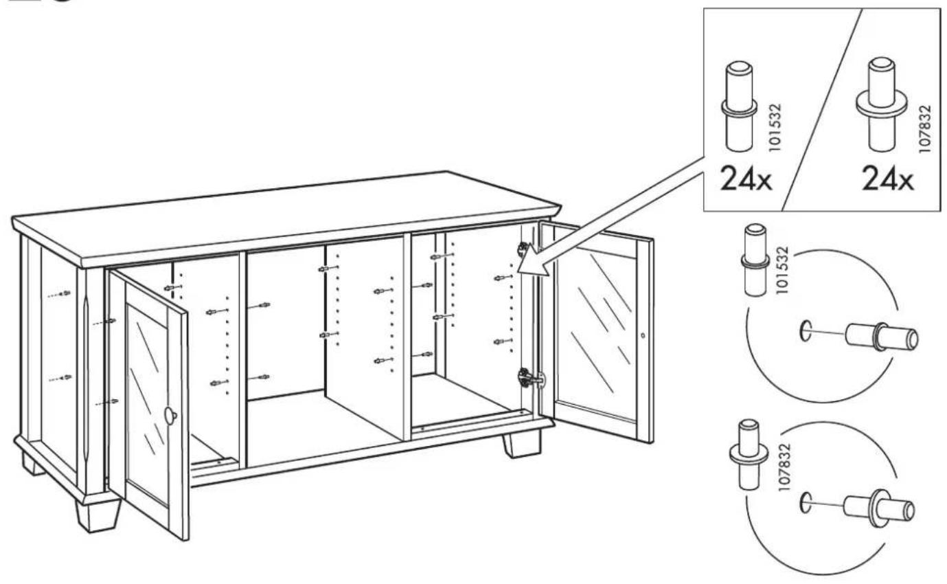 Technical diagram of a cabinet with labeled components and dimensional annotations (24x)