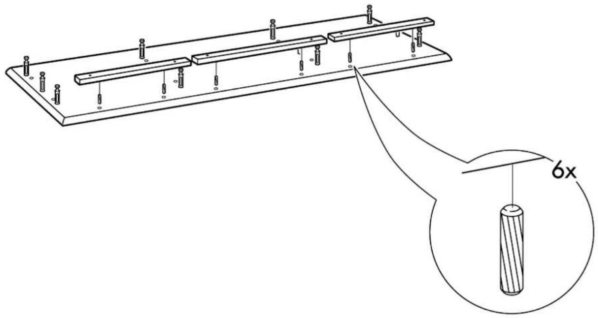 Technical diagram of a mechanical assembly with labeled components and a magnified inset showing a 6x ratio of length measurement.