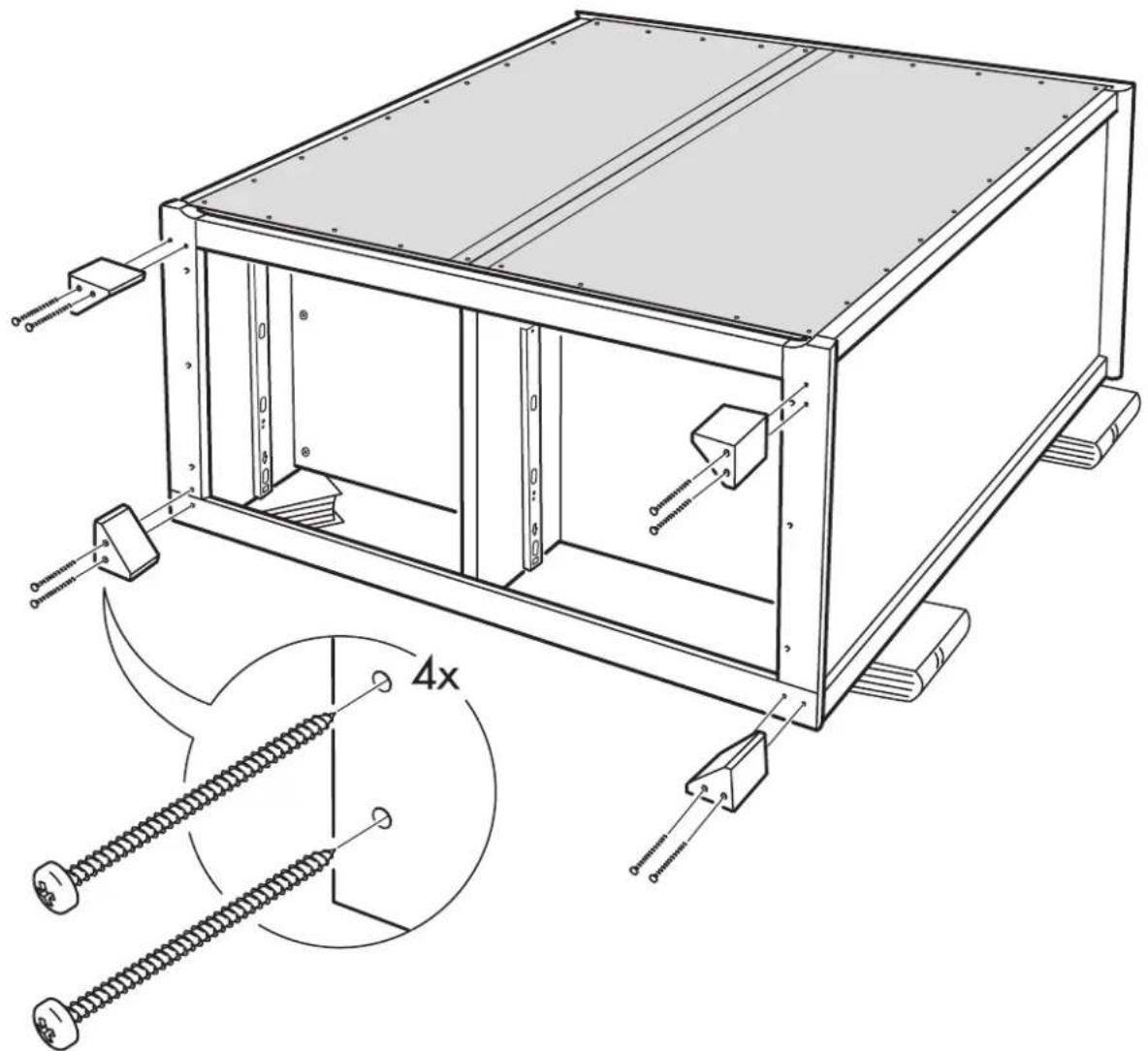 Technical diagram of a mechanical assembly with labeled components and a magnified cross-section showing 4x strain.
