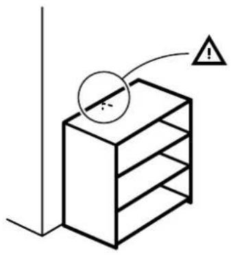 Diagram showing a 3D box with a circular mark and warning symbol, likely illustrating a safety or hazard detection scenario.