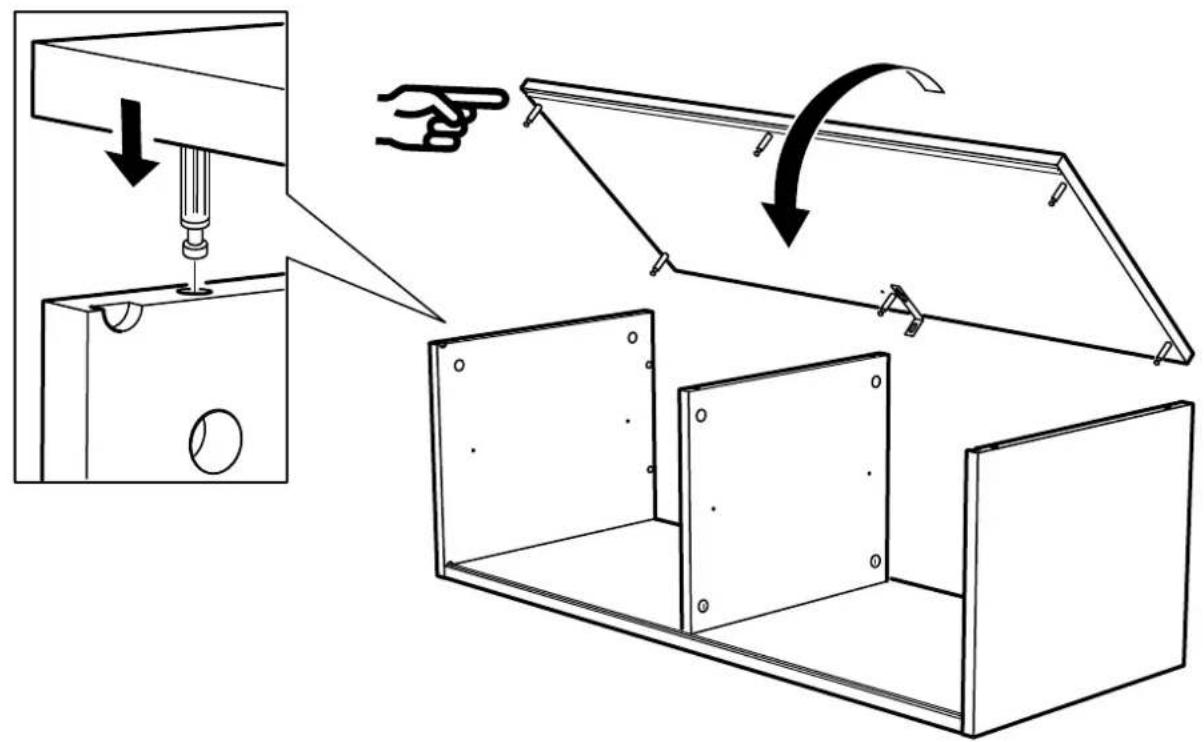 Diagram illustrating a mechanical assembly process with labeled components and directional arrows indicating motion or assembly.