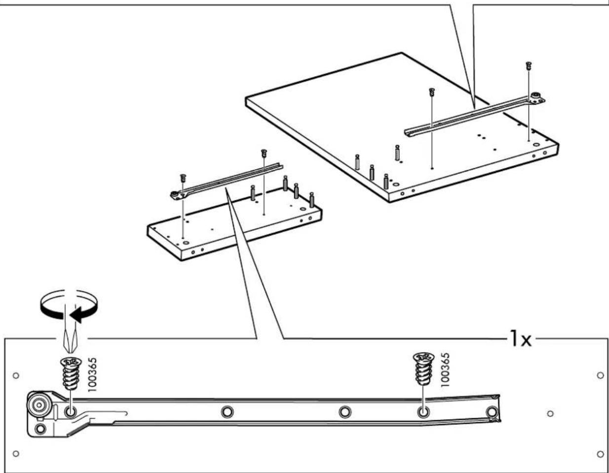 Technical diagram showing assembly of a mechanical component with labeled parts and dimensions