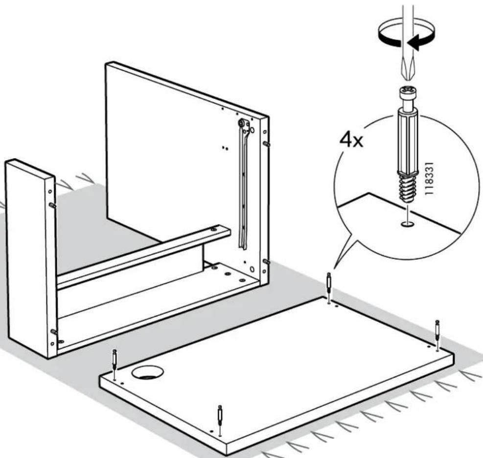 Technical diagram showing a mechanical assembly with a 4x magnified view of a screw and a 118331 thread, including a magnified inset of the component.
