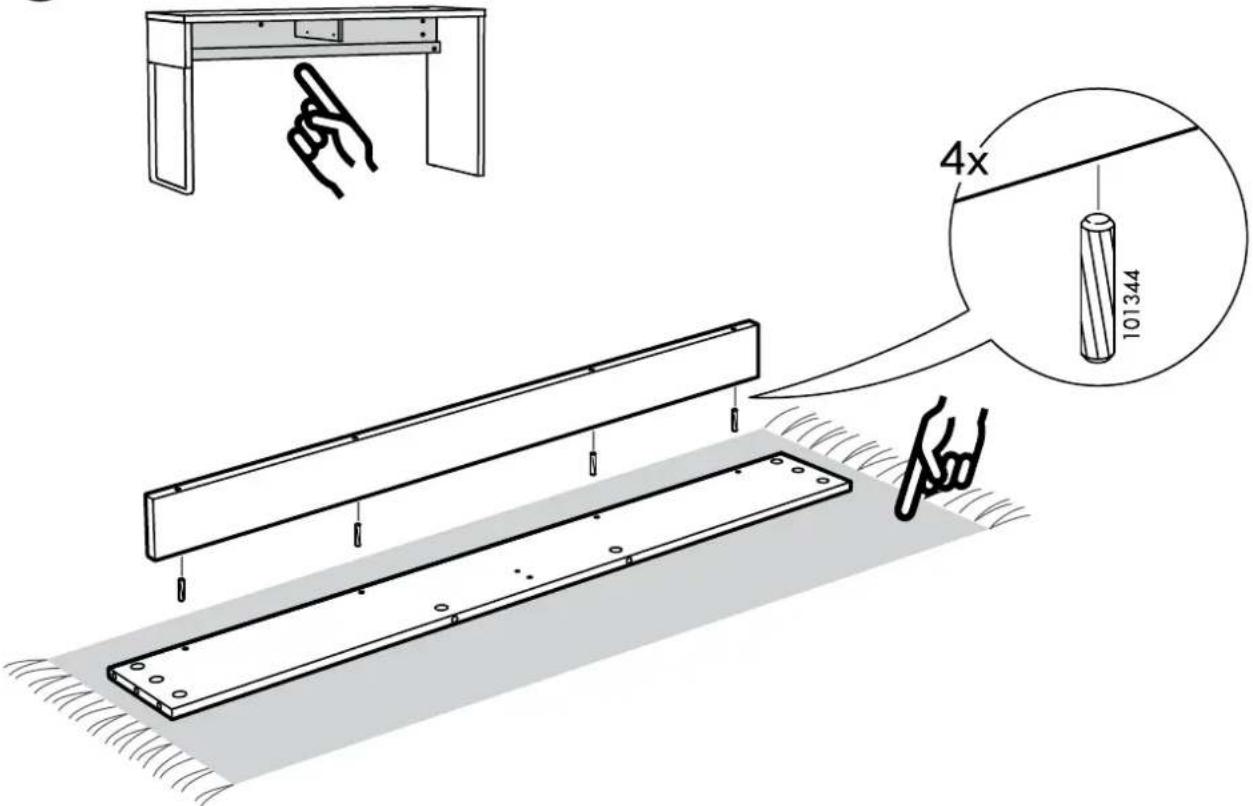 Technical diagram showing a mechanical assembly with labeled components and a magnified inset highlighting a 4x ratio of 101344.