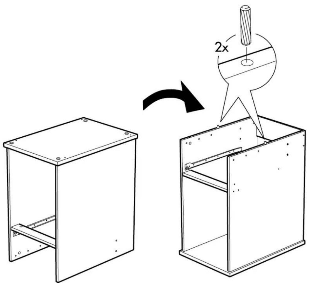Technical diagram showing a 2x increase in a metal frame structure from an open box to a larger box, with a magnified view highlighting the 2x scaling.