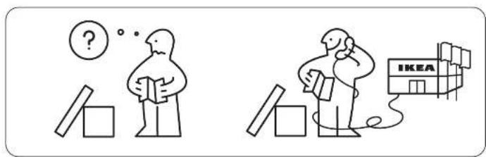 Illustration showing two scenes: one with a person reading and thinking, the other with a person holding books and a IKEA building nearby.