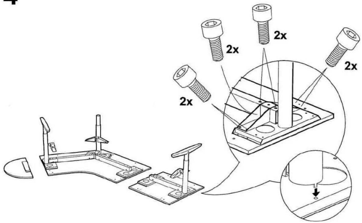 Technical diagram showing assembly of a mechanical component with 2x bolt and nut assembly, including a close-up detail view.