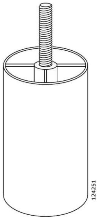 Technical line drawing of a cylindrical mechanical component with a threaded shaft and central hub (no text or symbols)