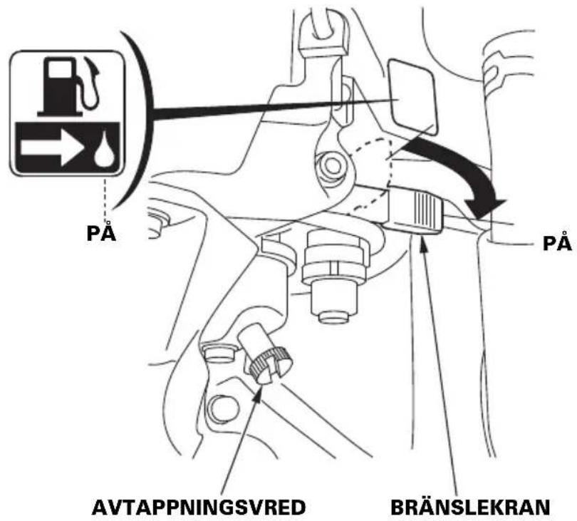 PÅ AVTAPPNINGSVRED BRÄNSLEKRAN PÅ