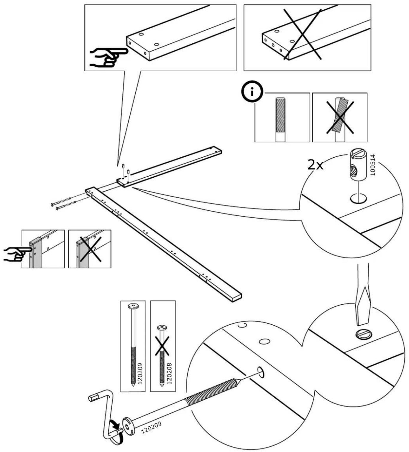 Technical diagram illustrating a mechanical assembly with labeled parts and tool tips, including pinouts, fasteners, and assembly steps.