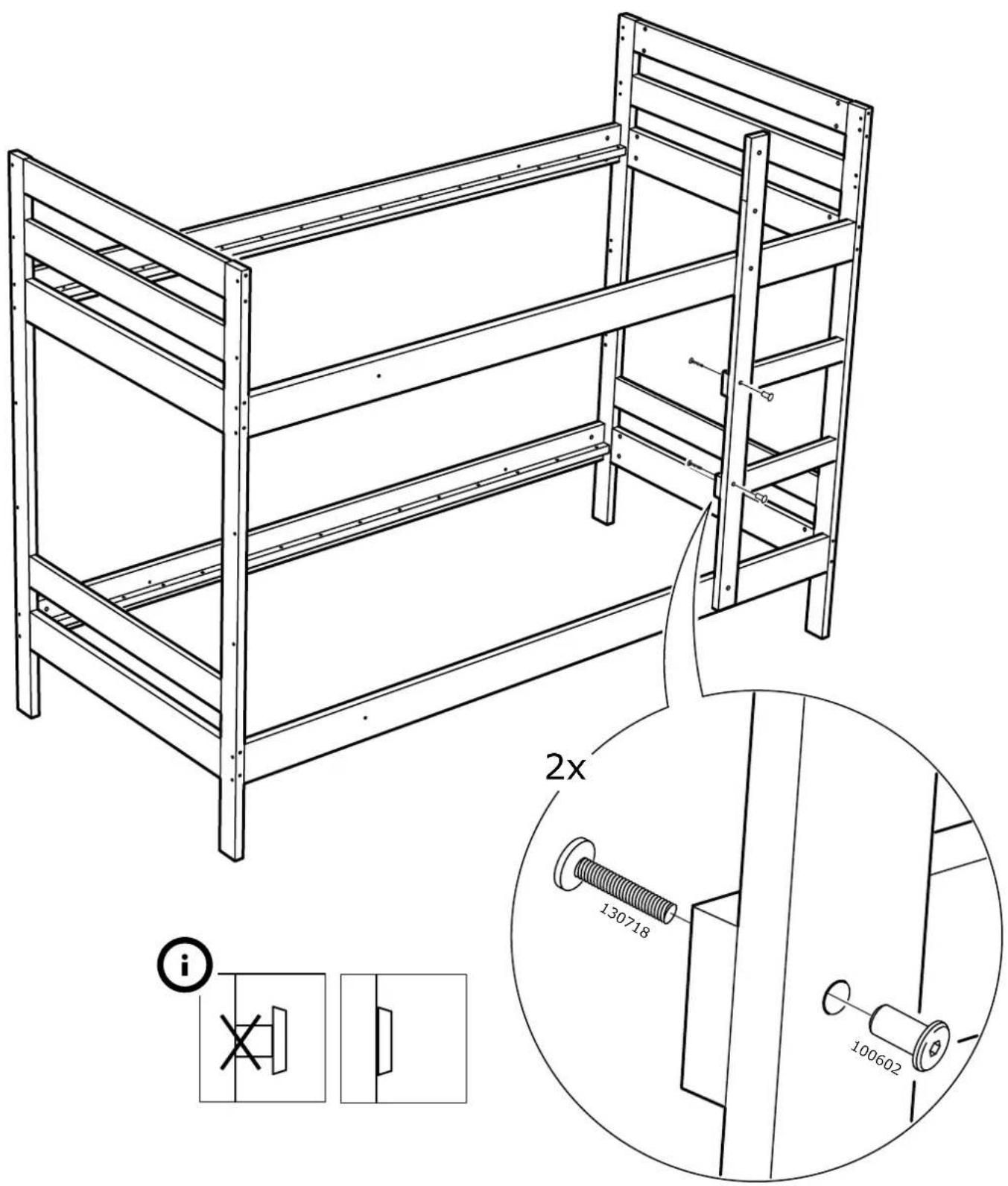 Technical diagram of a two-level dormer rack with labeled components and mounting hardware