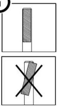 Diagram showing a vertical bar and a crossed-out rectangular object with diagonal hatching, possibly indicating a cross-section or selection.