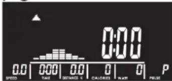 0:00 0.0 | 0:00 | 0.0 | 0 | 0 P SPEED TIME DISTANCE K CALORIES WATT PULSE