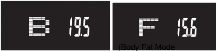 B 19.5 F 15.6 (Body Fat Mode)
