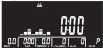 0:00 0:00 0.0 | 0:00 | 0.0 | 0 | 0 | P SPEED TIME DISTANCE X CALORIES WATT PULSE