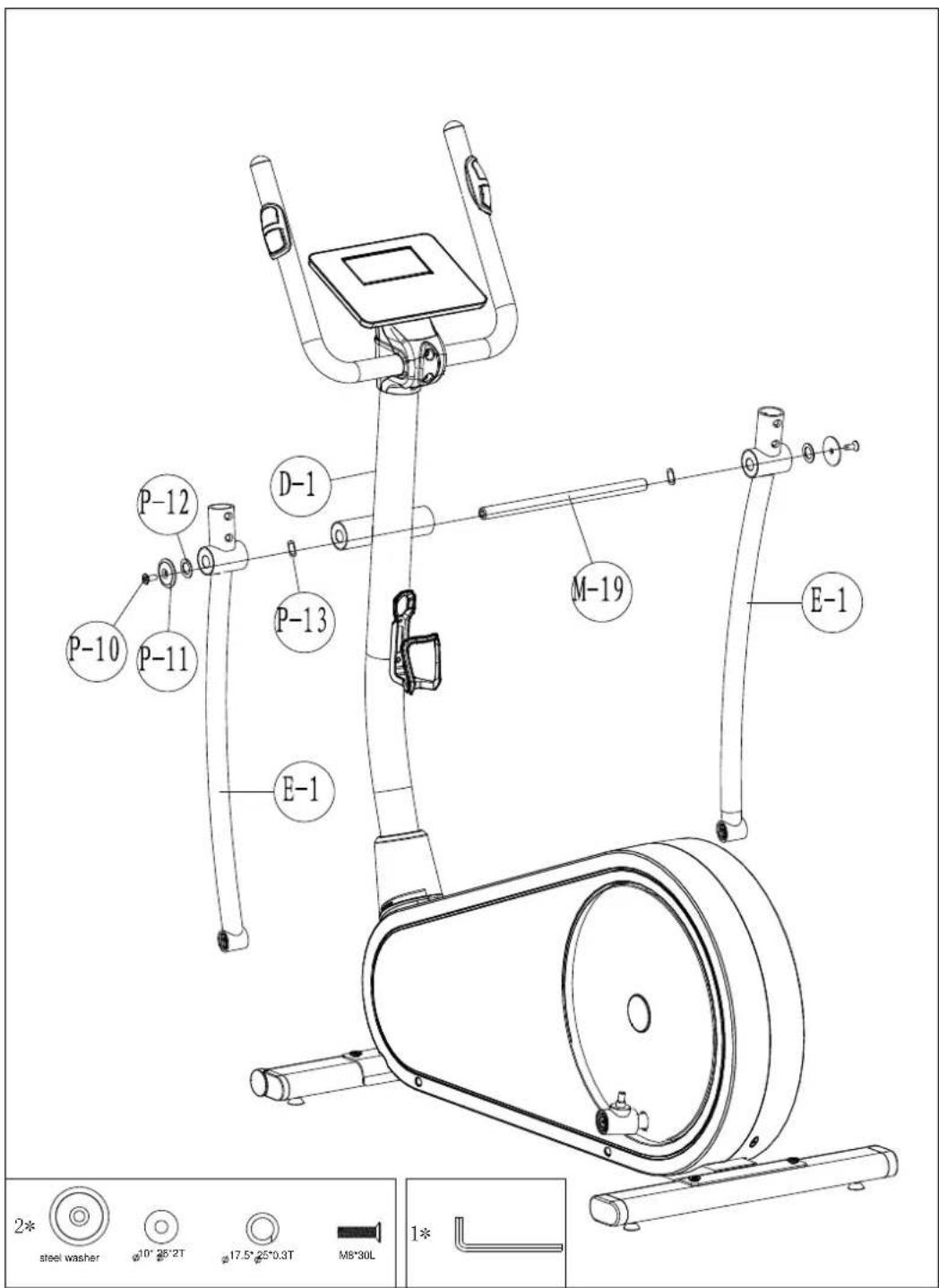 P-10 P-11 P-12 D-1 P-13 M-19 E-1 E-1 2* steel washer φ10° 28'2T φ17.5° 25"0.3T MB*30L 1*