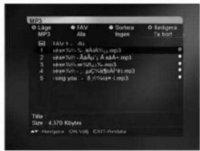 GRUNDIG DSR 6450 HD/CD - Sortera MP3-listan - 2