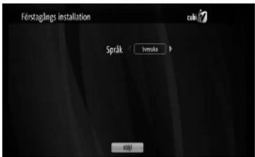 Förstagångs installation Språk : Svenska OK