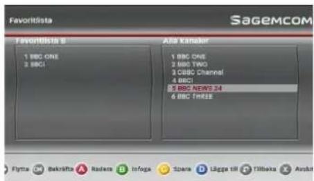 SAGEMCOM DT90 - Ändra och hantera favoritlistor - 3