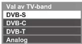 Val av TV-band DVB-S DVB-C DVB-T Analog