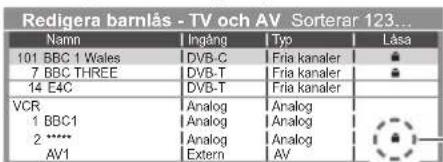 PANASONIC Viera TX-P55VT50Y - Välj kanal / ingång som ska låsas - 1