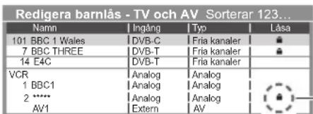 PANASONIC Viera TX-P50VT50Y - Välj kanal / ingång som ska låsas - 1