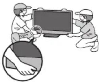 PANASONIC Viera TX-P50VT50Y - TV-apparaten är tung. Minst 2 personer bör hjälpas åt för att bära TV-apparaten. Stöd TV-apparaten enligt figuren för att den inte ska välta eller ramla. - 1