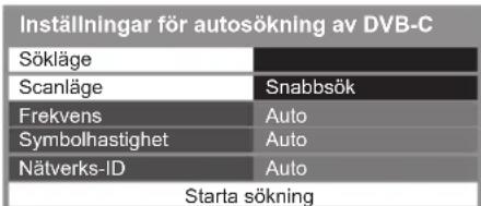 PANASONIC Viera TX-P50VT50Y - Ställ in Autosökningsinställningarna (DVB-C) - 1