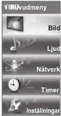 VIR/Audmeny Bild Ljud Nätverk Timer Inställningar