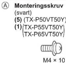 Monteringsskruv (svart) (5) (TX-P50VT50Y) (1) (TX-P55VT50Y) (TX-P65VT50Y) M4 × 10